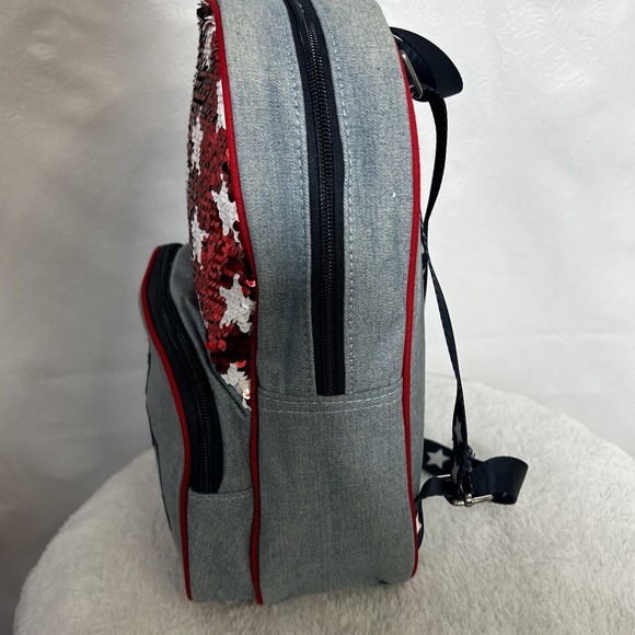 Disney Mickey Mouse USA Americana Reversible Sequin Patriotic Flag Backpack - Picture 5 of 11